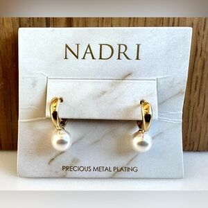 NADRI - NWT Gold Hoop Pearl Drop Earrings Great Gift